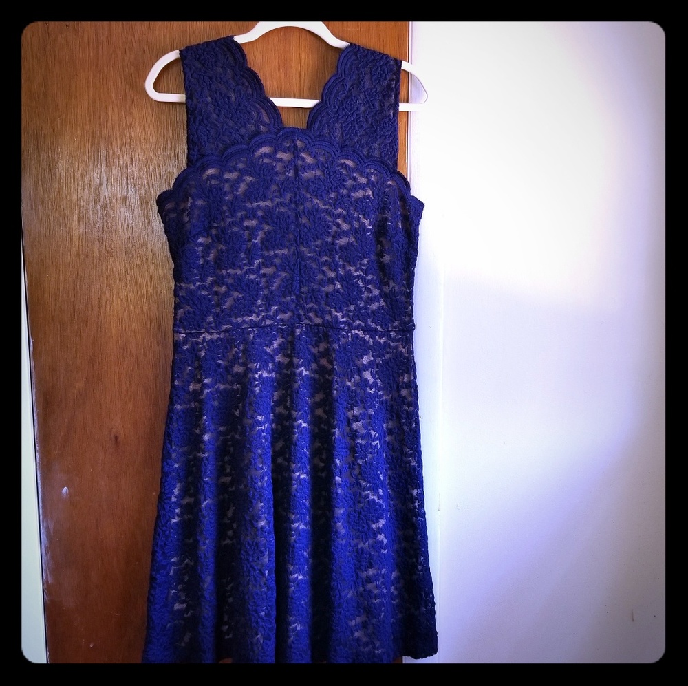 NWT Dress Barn Blue Lace Overlay sleeveless dress